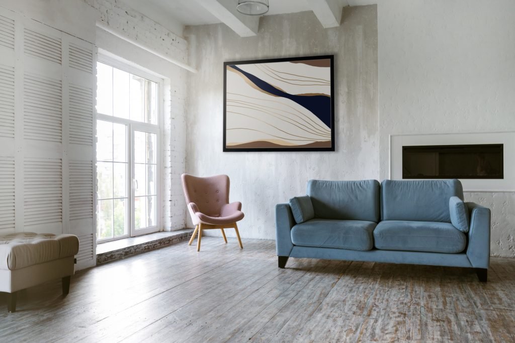 interior-design-with-photoframes-blue-couch